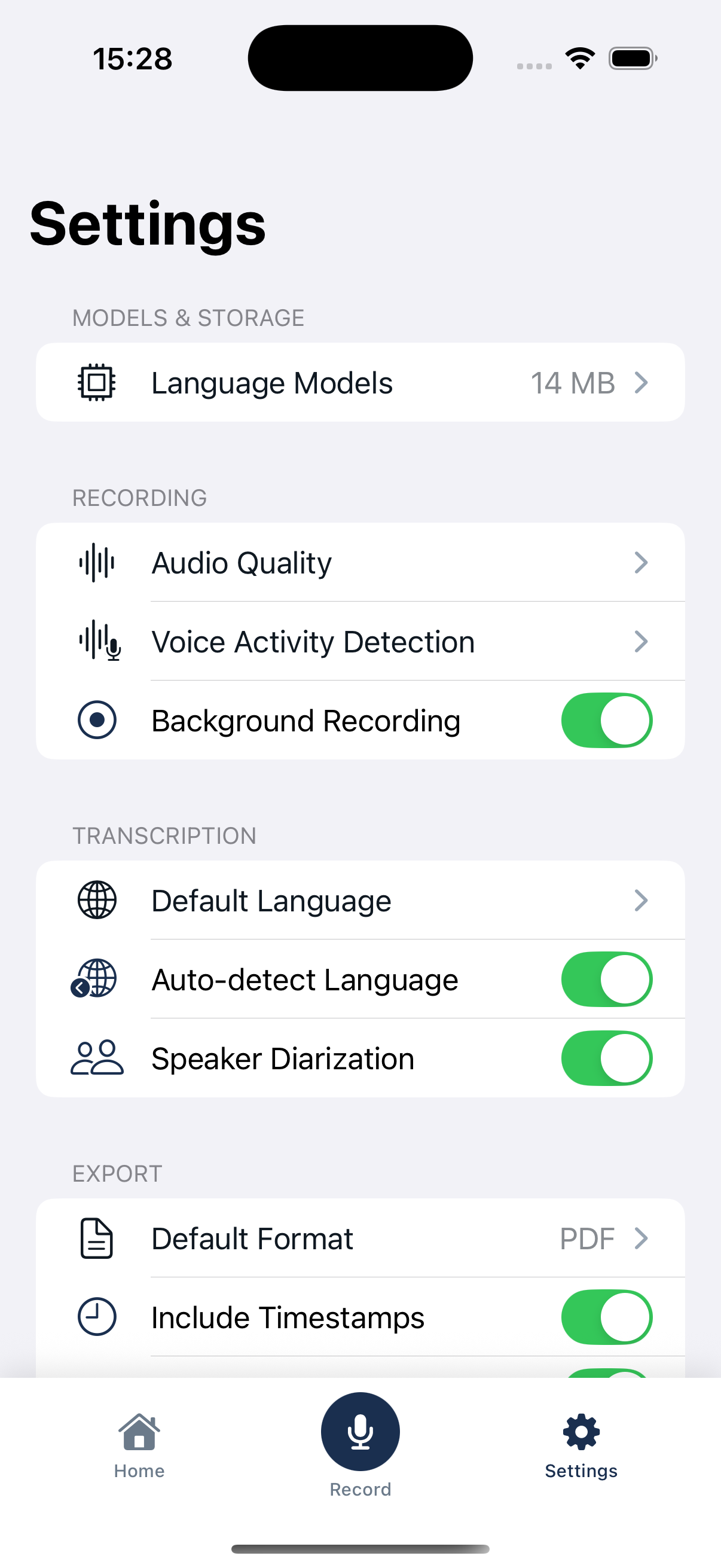 Settings Screen